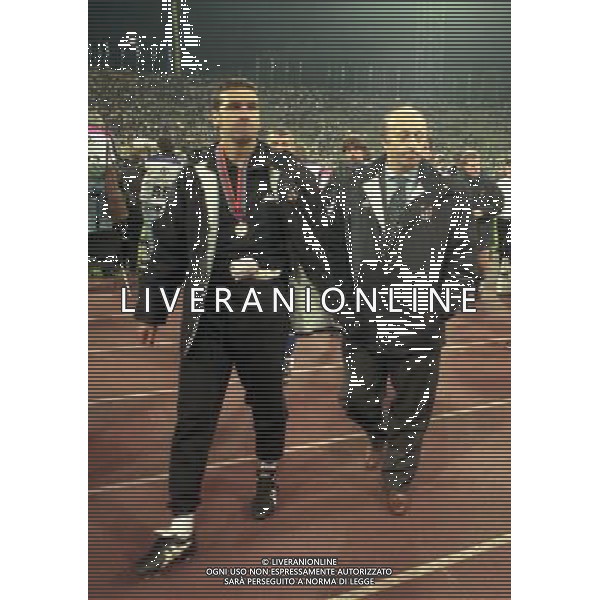 MONACO 28-05-1997 FINALE DI CHAMPIONS LEAGUE BORUSSIA DORTMUND-JUVENTUS NELLA FOTO MICHELANGELO RAMPULLA E LUCIANO MOGGI AG ALDO LIVERANI SAS