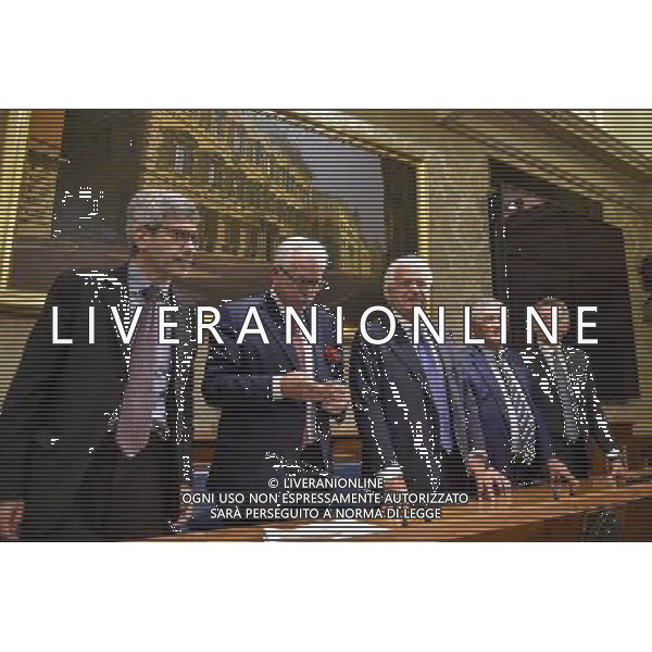 Roma - 29/07/2015 - Palazzo Madama - Sala Nassirya - Conferenza stampa di presentazione del Gruppo parlamentare \' Alleanza Liberalpopolare-Autonomie \' - nella foto: da sx Riccardo Mazzoni Lucio Barani Denis Verdini Vincenzo D\'Anna e Pietro Langella / Ph. Fabrizio Corradetti - Ag. Aldo Liverani Sas