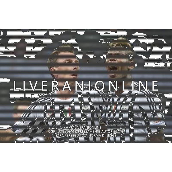 Juventus - Lazio Supercoppa Italiana 2015 - Shanghai Cina 08 agosto 2015 Nella foto: esultanza dopo il gol di Mandzukic con paul pogba ©Tardito/AGENZIA ALDO LIVERANI SAS