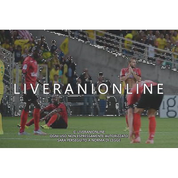 deception Sloan PRIVAT / Nicolas BENEZET - 08.08.2015 - Nantes / Guingamp - 1ere journee Ligue 1 Photo : Nolwenn Le Gouic / Icon Sport /AGENZIA ALDO LIVERANI SAS - ITALY ONLY - EDITORIAL USE ONLY -
