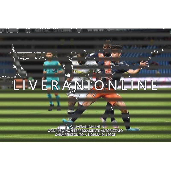 Gilles Sunu / Rami Bensebaini - 08.08.2015 - Montpellier / Angers - 1er journee de Ligue 1 Photo : Alexandre Dimou / Icon Sport /AGENZIA ALDO LIVERANI SAS - ITALY ONLY - EDITORIAL USE ONLY -
