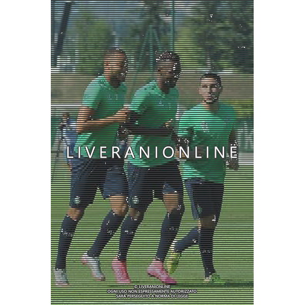Jean Christophe BAHEBECK / Neal MAUPAY - 12.08.2015 - Entrainement de Saint Etienne - Ligue 1 2015/2016 Photo : Jean Paul Thomas / Icon Sport /AGENZIA ALDO LIVERANI SAS - ITALY ONLY - EDITORIAL USE ONLY -