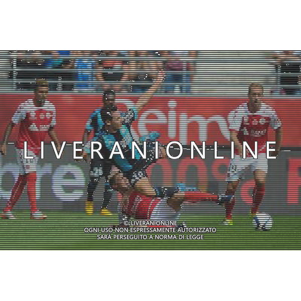 Franck SIGNORINO / Florian THAUVIN - 16.08.2015 - Reims / Marseille - 2eme journee de Ligue 1 Photo : Andre Ferreira / Icon Sport AG ALDO LIVERANI SAS ONLY ITALY