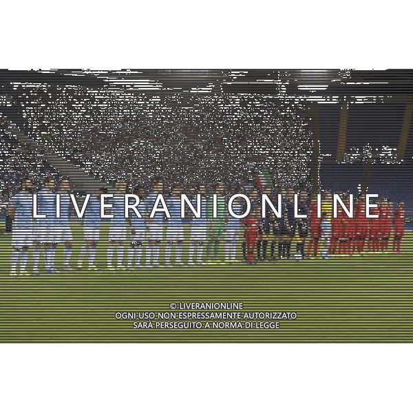 Roma - 18/08/2015 - Stadio Olimpico - UEFA Champions League 2015-2016 - Spareggi andata - Lazio vs Bayern Leverkusen - nella foto: Le squadre durante l\'inno / Ph. Fabrizio Corradetti - Ag. Aldo Liverani sas