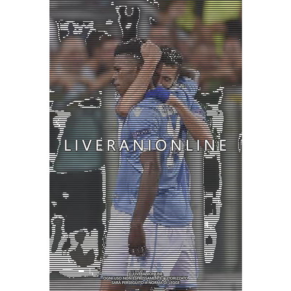 Roma - 18/08/2015 - Stadio Olimpico - UEFA Champions League 2015-2016 - Spareggi andata - Lazio vs Bayern Leverkusen - nella foto: Balde Diao Keita festeggiato da Antonio Candreva / Ph. Fabrizio Corradetti - Ag. Aldo Liverani sas