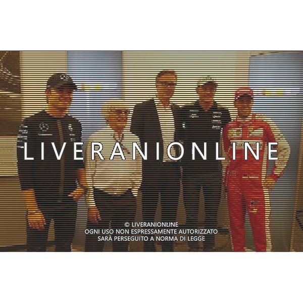 (L to R): Nico Rosberg (GER) Mercedes AMG F1; Bernie Ecclestone (GBR) and Frank Hoffmann (GER) RTL Television Programme Managing Director; Nico Hulkenberg (GER) Sahara Force India F1; and Sebastian Vettel (GER) Ferrari, as RTL announce a contract extension to show F1 through 2016-17. 21.08.2015. Formula 1 World Championship, Rd 11, Belgian Grand Prix, Spa Francorchamps, Belgium, Practice Day. AG ALDO LIVERANI SAS ONLY ITALY