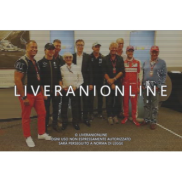 (L to R): Kai Ebel (GER) RTL TV Presenter; Nico Rosberg (GER) Mercedes AMG F1; Bernie Ecclestone (GBR) and Frank Hoffmann (GER) RTL Television Programme Managing Director; Nico Hulkenberg (GER) Sahara Force India F1; Sebastian Vettel (GER) Ferrari; and Niki Lauda (AUT) Mercedes Non-Executive Chairman, as RTL announce a contract extension to show F1 through 2016-17. 21.08.2015. Formula 1 World Championship, Rd 11, Belgian Grand Prix, Spa Francorchamps, Belgium, Practice Day. AG ALDO LIVERANI SAS ONLY ITALY