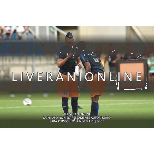 Ryad Boudebouz / Djamel Bakar - 21.08.2015 - Montpellier / Paris Saint Germain - 3e journee Ligue 1 Photo : Alexandre Dimou / Icon Sport AG ALDO LIVERANI SAS ONLY ITALY