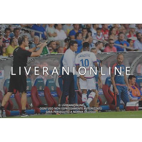 Alexandre LACAZETTE / Hubert FOURNIER - 22.08.2015 - Lyon / Rennes - 3eme journee de Ligue 1 Photo : Jean Paul Thomas / Icon Sport AG ALDO LIVERANI SAS ONLY ITALY