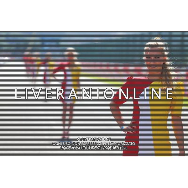 Grid girl. 23.08.2015. Formula 1 World Championship, Rd 13, Belgian Grand Prix, Spa Francorchamps, Belgium, Race Day. /AGENZIA ALDO LIVERANI SAS - ITALY ONLY - EDITORIAL USE ONLY - Gp F1 Belgio Gara