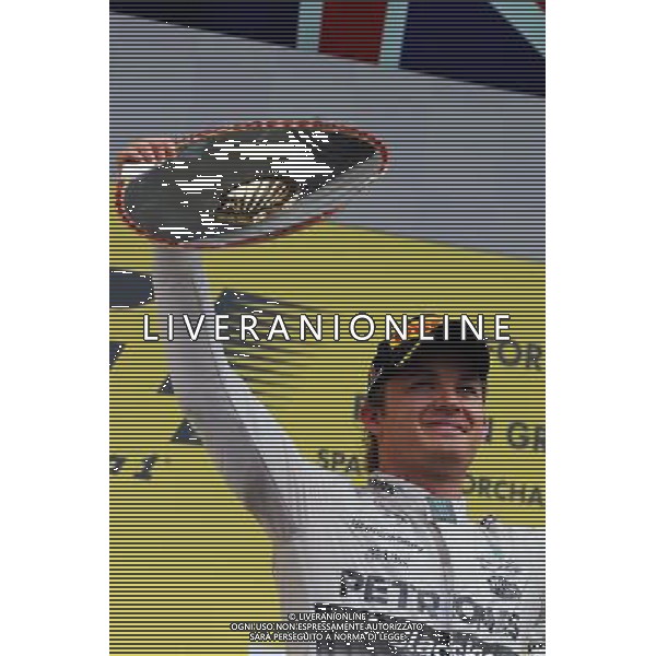 Nico Rosberg (GER) Mercedes AMG F1 celebrates his second position on the podium. 23.08.2015. Formula 1 World Championship, Rd 13, Belgian Grand Prix, Spa Francorchamps, Belgium, Race Day. /AGENZIA ALDO LIVERANI SAS - ITALY ONLY - EDITORIAL USE ONLY - Gp F1 Belgio Gara