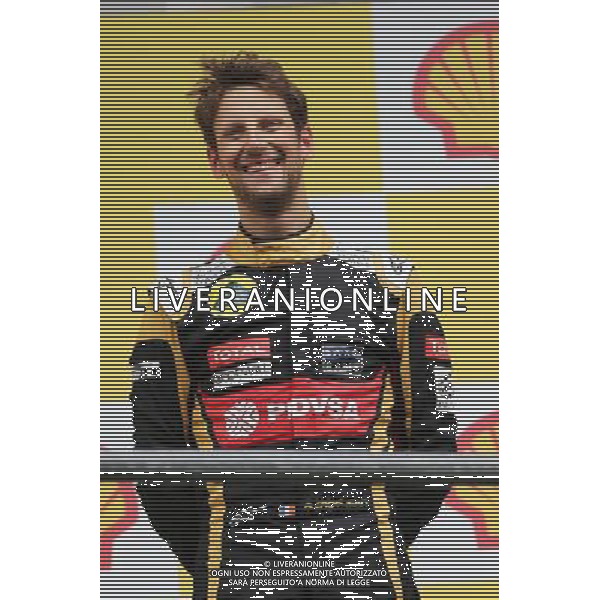 Romain Grosjean (FRA) Lotus F1 Team celebrates his third position on the podium. 23.08.2015. Formula 1 World Championship, Rd 13, Belgian Grand Prix, Spa Francorchamps, Belgium, Race Day. AG ALDO LIVERANI SAS ONLY ITALY