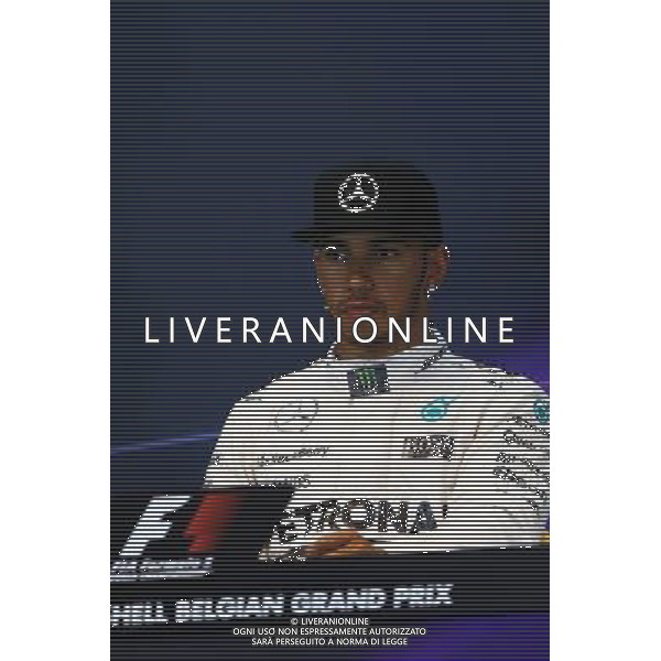 Lewis Hamilton (GBR) Mercedes AMG F1 in the FIA Press Conference. 23.08.2015. Formula 1 World Championship, Rd 13, Belgian Grand Prix, Spa Francorchamps, Belgium, Race Day. AG ALDO LIVERANI SAS ONLY ITALY