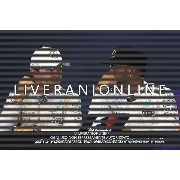The FIA Press Conference (L to R): Nico Rosberg (GER) Mercedes AMG F1 with team mate Lewis Hamilton (GBR) Mercedes AMG F1. 23.08.2015. Formula 1 World Championship, Rd 13, Belgian Grand Prix, Spa Francorchamps, Belgium, Race Day. AG ALDO LIVERANI SAS ONLY ITALY