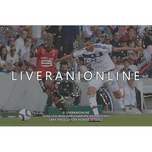 Gelson FERNANDES / Rachid GHEZZAL - 22.08.2015 - Lyon / Rennes - 3eme journee de Ligue 1 Photo : Jean Paul Thomas / Icon Sport /AGENZIA ALDO LIVERANI SAS - ITALY ONLY - EDITORIAL USE ONLY -