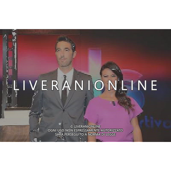 \'La Domenica Sportiva\' Trasmissione Televisiva Milano 23 agosto 2015 nella foto i nuovi conduttori Alessandro Antinelli e Giusy Versace ©Gazzaniga/AGENZIA ALDO LIVERANI SAS