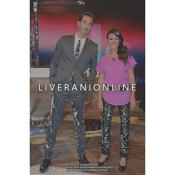 \'La Domenica Sportiva\' Trasmissione Televisiva Milano 23 agosto 2015 nella foto i nuovi conduttori Alessandro Antinelli e Giusy Versace ©Gazzaniga/AGENZIA ALDO LIVERANI SAS