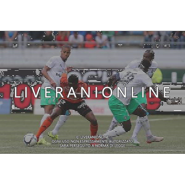 Benjamin MOUKANDJO / Kevin MONNET PAQUET / Moustapha SALL - 23.08.2015 - Lorient / Saint Etienne - 3eme journee de Ligue 1 Photo : Vincent Michel / Icon Sport AG ALDO LIVERANI SAS ONLY ITALY