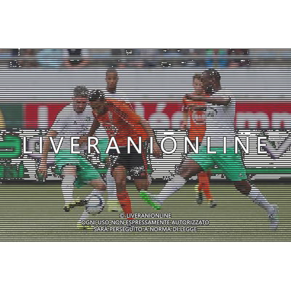 Walid MESLOUB / Fabien LECOMTE / KevinTHEOPHILE CATHERINE - 23.08.2015 - Lorient / Saint Etienne - 3eme journee de Ligue 1 Photo : Vincent Michel / Icon Sport AG ALDO LIVERANI SAS ONLY ITALY