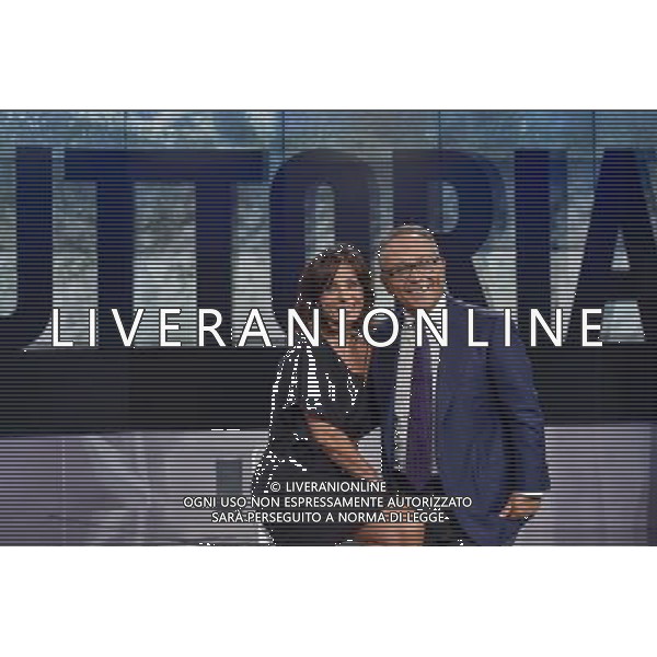 Roma - 24/08/2015 - Studi Rai Saxa Rubra -Trasmissione TV \' Il Processo del Lunedi\' \' - nella foto: Enrico Varriale e Giovanna Carollo / Ph. Fabrizio Corradetti - Ag. Aldo Liverani sas