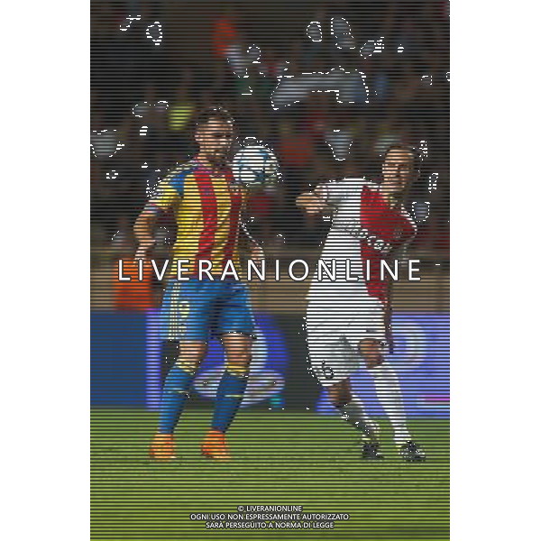Ricardo Carvalho / Paco Alcacer - 25.08.2015 - Monaco / Valence - Barrage retour - Champions League Photo : Haouzi / Icon Sport AG ALDO LIVERANI SAS ONLY ITALY