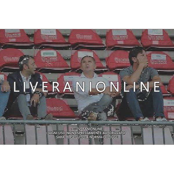 Monza 26-08-2015 Stadio Brianteo Amichevole precampionato Monza vs Parma nella foto in tribuna da SX il DG Carra il DS Galassi e Minotti foto Roberto Garavaglia - ag. Aldo Liverani sas