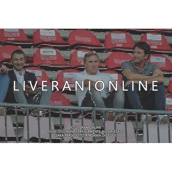 Monza 26-08-2015 Stadio Brianteo Amichevole precampionato Monza vs Parma nella foto da SX Luca Carra direttore generale del Parma, Andrea Galassi responsabile del mercato del Parma e Lorenzo Minotti direttore sportivo del Parma foto Roberto Garavaglia - ag. Aldo Liverani sas