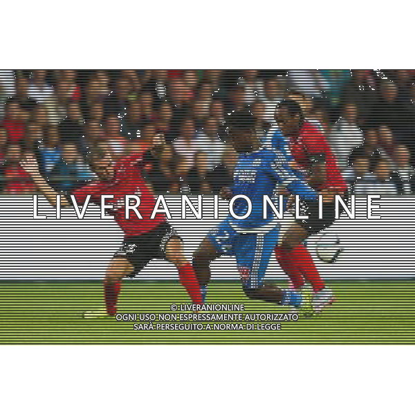 Michy BATSHUAYI / Reynald LEMAITRE / Jeremy SORBON - 28.08.2015 - Guingamp / Marseille - 4eme journee de Ligue 1 Photo : Vincent Michel / Icon Sport AG ALDO LIVERANI SAS ONLY ITALY