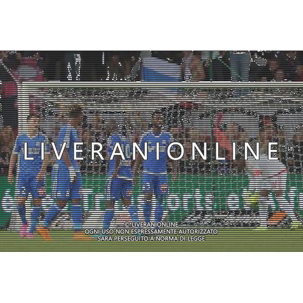 Javier MANQUILLO / Mario LEMINA / Lassana DIARRA / Nicolas NKOULOU / Steve MANDANDA - 28.08.2015 - Guingamp / Marseille - 4eme journee de Ligue 1 Photo : Vincent Michel / Icon Sport /AGENZIA ALDO LIVERANI Sas - ITALY ONLY - EDITORIAL USE ONLY