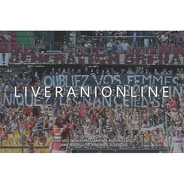 banderole supporters Metz anti Nancy avant le derby - 29.08.2015 - Metz / Evian Thonon - 5eme journee de Ligue 2 Photo : Fred Marvaux / Icon Sport *** Local Caption *** AG ALDO LIVERANI SAS ONLY ITALY *** Local Caption *** AG ALDO LIVERANI SAS ONLY ITALY