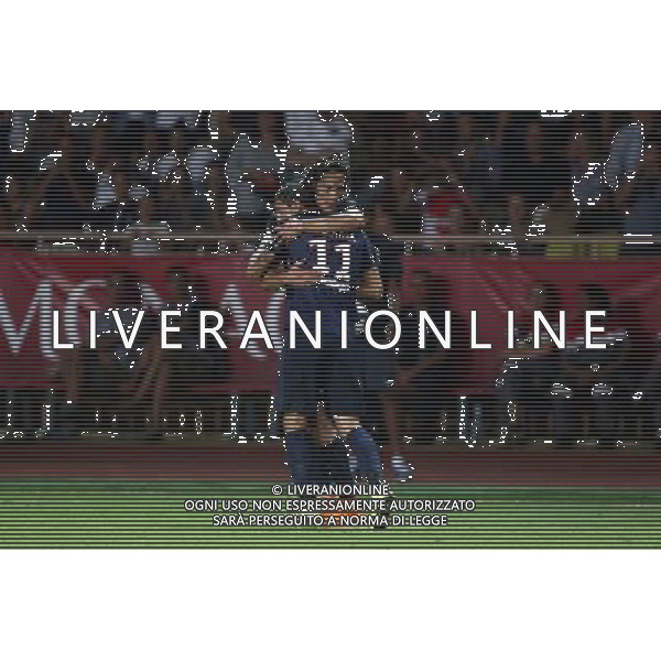 Joie Edinson Cavani / Angel Di Maria - 30.08.2015 - Monaco / PSG - 4eme journee de Ligue 1 Photo : Serge Haouzi / Icon Sport AG ALDO LIVERANI SAS ONLY ITALY
