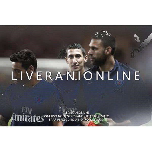 Ezequiel LAVEZZI / Angel Di Maria / Salvatore SIRIGU - 30.08.2015 - Monaco / PSG - 4eme journee de Ligue 1 Photo : Serge Haouzi / Icon Sport AG ALDO LIVERANI SAS ONLY ITALY