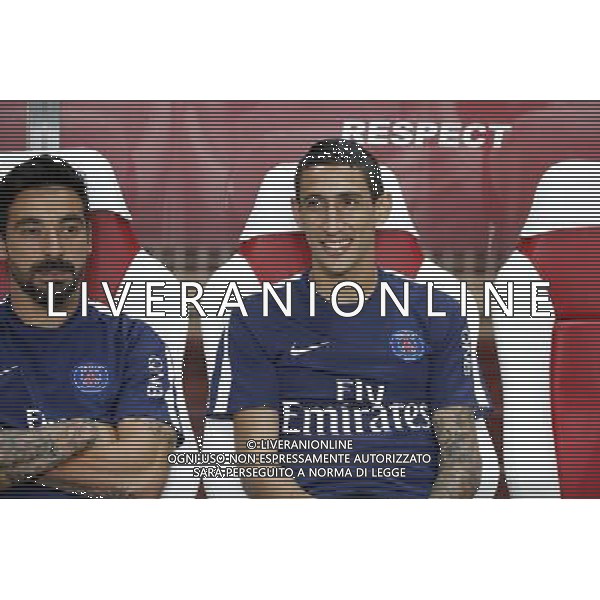 Ezequiel LAVEZZI / Angel Di Maria - 30.08.2015 - Monaco / PSG - 4eme journee de Ligue 1 Photo : Serge Haouzi / Icon Sport AG ALDO LIVERANI SAS ONLY ITALY