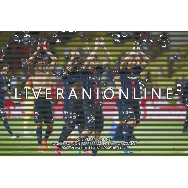 Edinson Cavani / Maxwell / David Luiz - 30.08.2015 - Monaco / PSG - 4eme journee de Ligue 1 Photo : Serge Haouzi / Icon Sport /AGENZIA ALDO LIVERANI Sas - ITALY ONLY - EDITORIAL USE ONLY