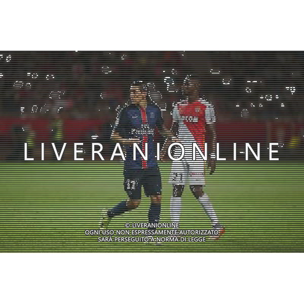 Angel Di Maria / Elderson Uwa Echiejile - 30.08.2015 - Monaco / PSG - 4eme journee de Ligue 1 Photo : Serge Haouzi / Icon Sport /AGENZIA ALDO LIVERANI Sas - ITALY ONLY - EDITORIAL USE ONLY