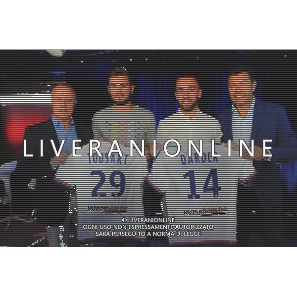 Bernard LACOMBE / Lucas TOUSART / Sergi DARDER / Hubert FOURNIER - 30.08.2015 - Presentation nouveau joueur de Lyon - Ligue 1 2015/2016 Photo : Jean Paul Thomas / Icon Sport *** Local Caption *** AG ALDO LIVERANI SAS ONLY ITALY *** Local Caption *** AG ALDO LIVERANI SAS ONLY ITALY