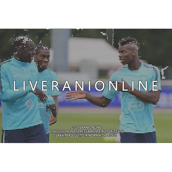 Kurt ZOUMA / Geoffrey KONDOGBIA / Paul POGBA - 31.08.2015 -Equipe de France de Football - Entrainement -Clairefontaine Photo : Dave Winter / Icon Sport AG ALDO LIVERANI SAS ONLY ITALY