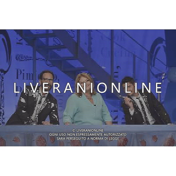 Roma - 01/09/2015 - Studi Rai Cinecitta\' - Trasmissione TV \' La prova del cuoco \' - nella foto: Tiziana Stefanelli con Federico Quaranta e Nicola Prudente, in arte \'Fede e Tinto \' / Ph. Fabrizio Corradetti - Ag. Aldo Liverani sas