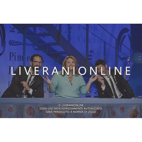 Roma - 01/09/2015 - Studi Rai Cinecitta\' - Trasmissione TV \' La prova del cuoco \' - nella foto: Tiziana Stefanelli con Federico Quaranta e Nicola Prudente, in arte \'Fede e Tinto \' / Ph. Fabrizio Corradetti - Ag. Aldo Liverani sas