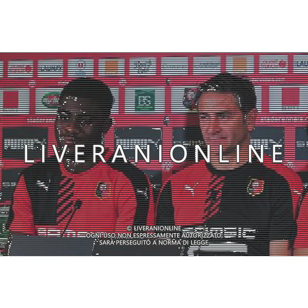 Jeremy Boga / Philippe Montanier - 02.09.2015 - Presentation des nouveaux joueurs de Rennes Photo : Philippe Le Brech / Icon Sport AG ALDOL IVERANI SAS ONLY ITALY