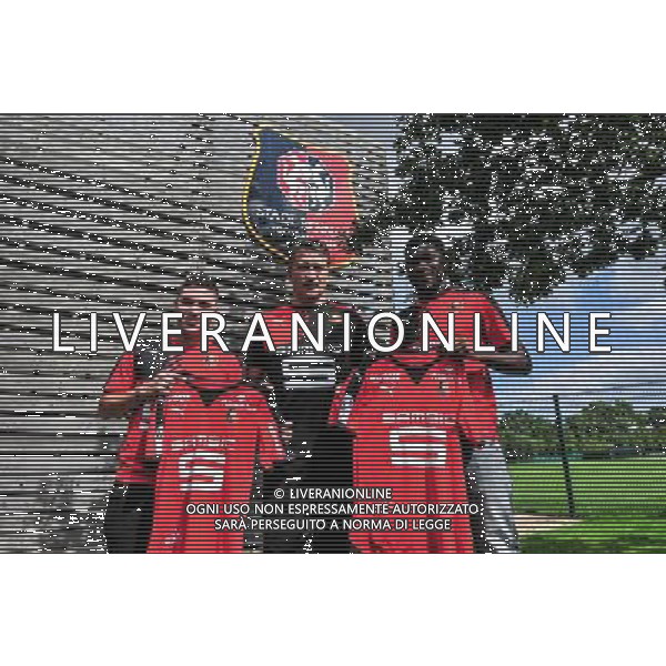 Juan Fernando Quintero / Philippe Montanier / Jeremy Boga - 02.09.2015 - Presentation des nouveaux joueurs de Rennes Photo : Philippe Le Brech / Icon Sport AG ALDOL IVERANI SAS ONLY ITALY
