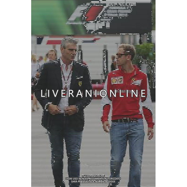 (L to R): Maurizio Arrivabene (ITA) Ferrari Team Principal with Sebastian Vettel (GER) Ferrari. 03.09.2015. Formula 1 World Championship, Rd 12, Italian Grand Prix, Monza, Italy, Preparation Day. AG ALDO LIVERANI SAS ONLY ITALY