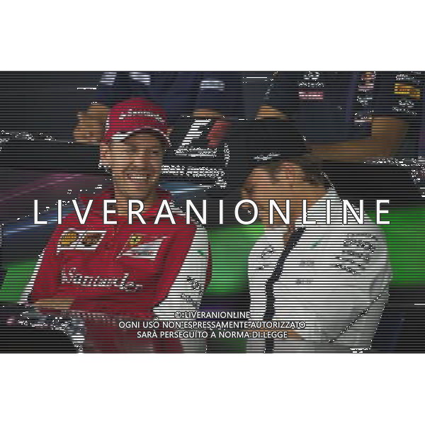 (L to R): Sebastian Vettel (GER) Ferrari and Nico Rosberg (GER) Mercedes AMG F1 in the FIA Press Conference. 03.09.2015. Formula 1 World Championship, Rd 12, Italian Grand Prix, Monza, Italy, Preparation Day. AG ALDO LIVERANI SAS ONLY ITALY