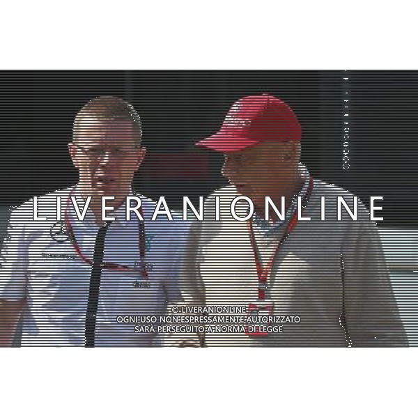 Niki Lauda (AUT) Mercedes Non-Executive Chairman (Right). 04.09.2015. Formula 1 World Championship, Rd 12, Italian Grand Prix, Monza, Italy, Practice D AG ALDO LIVERANI SAS ONLY ITALY