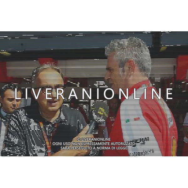 (L to R): Sergio Marchionne (ITA), Ferrari President and CEO of Fiat Chrysler Automobiles with Maurizio Arrivabene (ITA) Ferrari Team Principal. 05.09.2015. Formula 1 World Championship, Rd 12, Italian Grand Prix, Monza, Italy, Qualifying Day. AG ALDO LIVERANI SAS ONLY ITALY