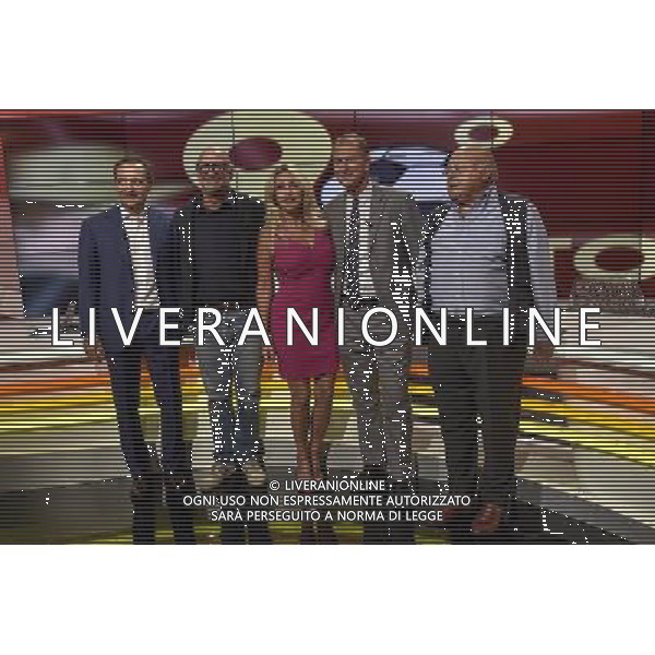 Roma - 08/09/2015 - Studi Rai Saxa Rubra - Trasmissione TV \' 90Â° minuto \' - nella foto: da sx Cesare Prandelli Marco Mazzocchi Paola Ferrari Gianni De Biasi e Giampaolo Ormezzano / Ph. Fabrizio Corradetti - Ag. Aldo Liverani sas