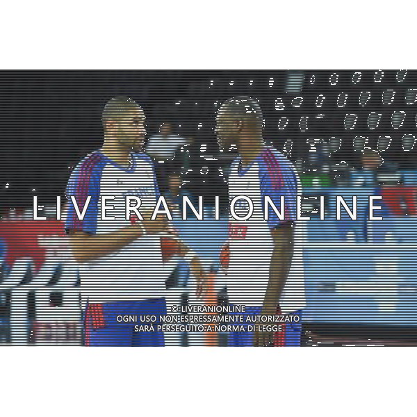 Nicolas Batum / Florent Pietrus - 09.09.2015 - Russie / France - Euro Basket 2015 -Montpellier Photo : Alexandre Dimou / Icon Sport AG ALDO LIVERANI SAS ONLY ITALY