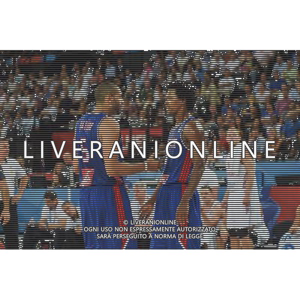 Nicolas Batum / Mickael Gelabale - 09.09.2015 - Russie / France - Euro Basket 2015 -Montpellier Photo : Alexandre Dimou / Icon Sport AG ALDO LIVERANI SAS ONLY ITALY