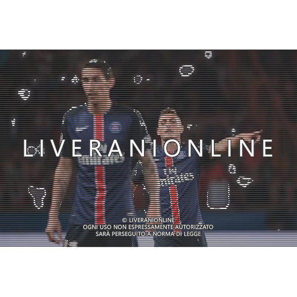 Angel DI MARIA / Marco VERRATTI - 11.09.2015 - PSG / Bordeaux - 5eme journee Ligue 1 Photo : Nolwenn Le Gouic / Icon Sport AG ALDO LIVERANI SAS ONLY ITALY