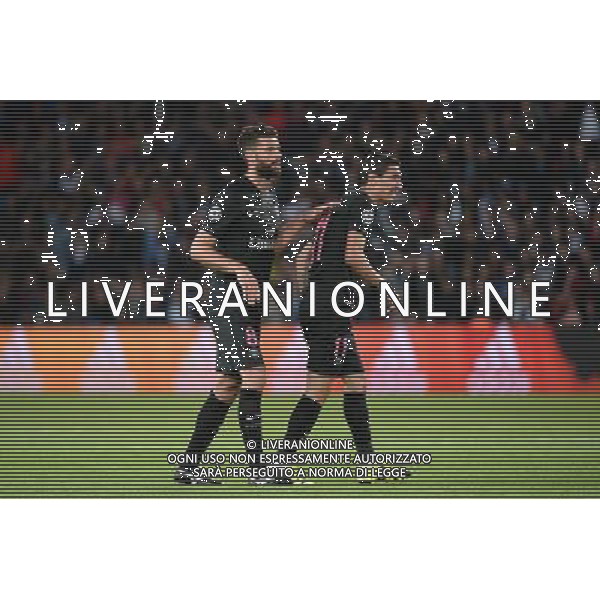 Thiago MOTTA / Angel DI MARIA - 15.09.2015 - PSG / Malmo - 1ere journee Champions League Photo : Nolwenn Le Gouic / Icon Sport AG ALDO LIVERANI SAS ONLY ITALY